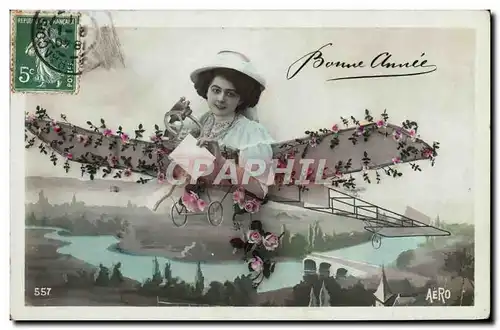 Cartes postales Fantaisie Femme Avion