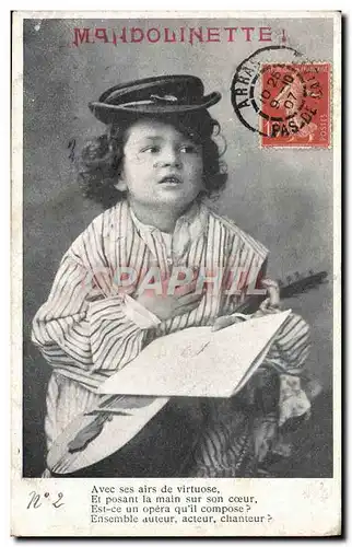 Cartes postales Fantaisie Enfant Mandolinette