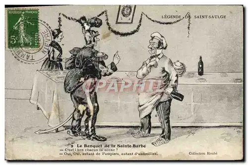 Cartes postales Fantaisie Legende de Saint Saulge Le banquet de la Sainte Barbe
