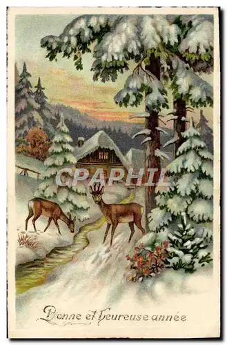 Cartes postales Fantaisie Bonne Annee Biche