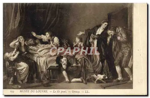 Cartes postales Fantaisie Musee du Louvre Le fils puni Greuze