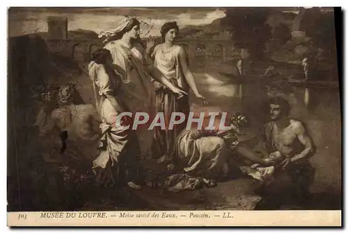 Cartes postales Fantaisie Musee du Louvre Paris Moise sauve des eaux Poussin