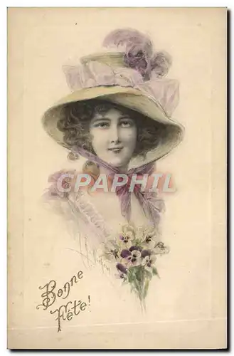 Cartes postales Fantaisie Femme Chapeau