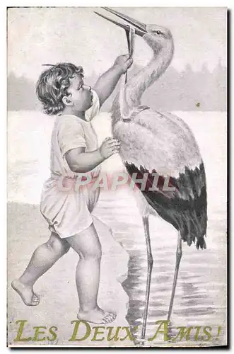 Cartes postales Fantaisie Enfant Cigogne