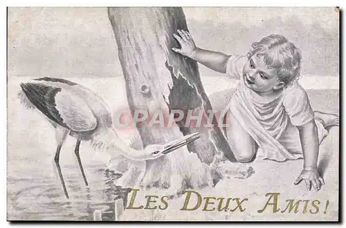 Cartes postales Fantaisie Enfant Cigogne