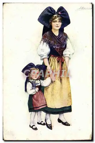 Ansichtskarte AK Fantaisie Femme Enfant Alsace