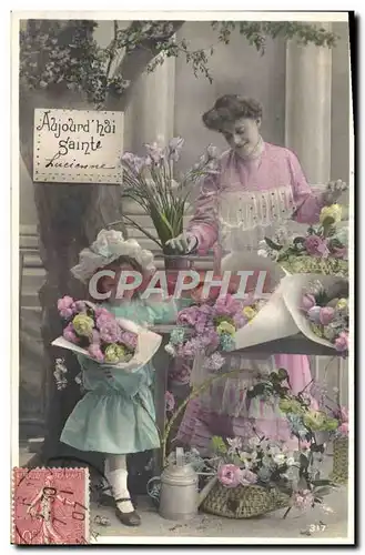 Cartes postales Fantaisie Femme Enfant Sainte Lucienne