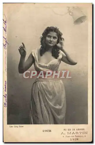 Cartes postales Fantaisie Femme L&#39ouie Les cinq sens