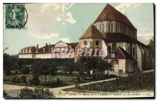 Cartes postales Sens Abside de la Chapelle et L&#39Hopital Vus des Jardins
