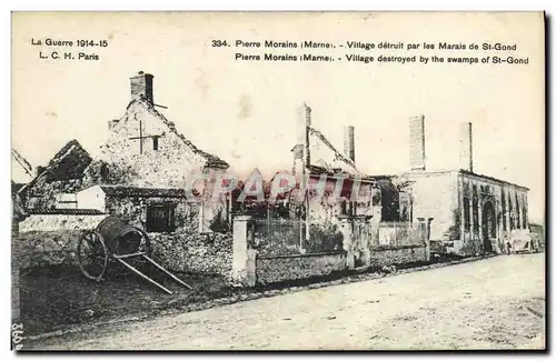 Cartes postales Pierre Morains Village detruit par les Marais de St Gond Militaria