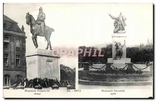 Cartes postales Metz Monument Frederic III Avant apres