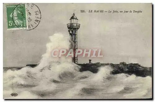 Cartes postales Le Havre La Jetee Un Jour de tempete