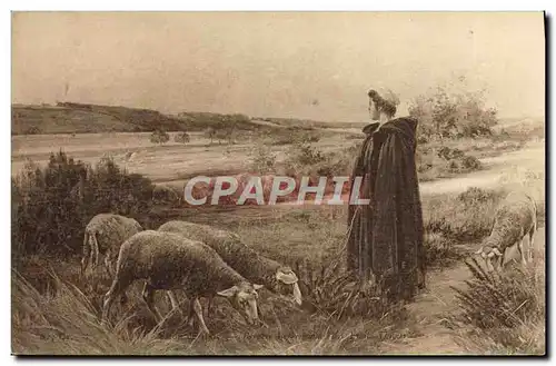 Cartes postales Fantaisie Femme Moutons