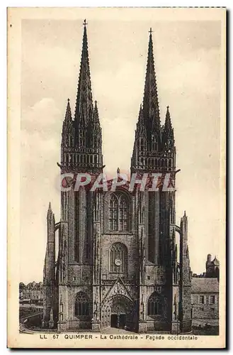 Ansichtskarte AK Quimper La Cathedrale Facade Occidentale