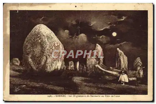 Cartes postales Carnac Les Alignements de Kermario au Clair de Lune