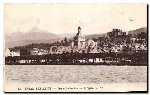 Cartes postales Evian Les Bains Vue Prise du Lac L&#39eglise