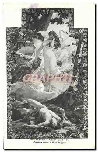 Cartes postales Fantaisie Venus et Adonis Tapisserie des Gobelins Albert Maignan Cygne Docteur Lancien Senateur