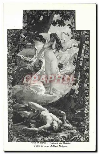 Cartes postales Fantaisie Venus et Adonis Tapisserie des Gobelins Albert Maignan Cygne