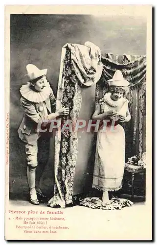 Ansichtskarte AK Fantaisie Femme Pierrot pere de famille