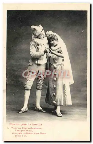 Ansichtskarte AK Fantaisie Femme Pierrot pere de famille