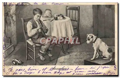 Cartes postales Fantaisie Enfant Melomane Chien