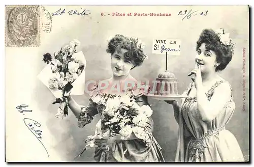 Cartes postales Fantaisie Femmes Fetes et porte bonheur