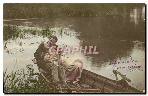 Cartes postales Fantaisie Femme en barque