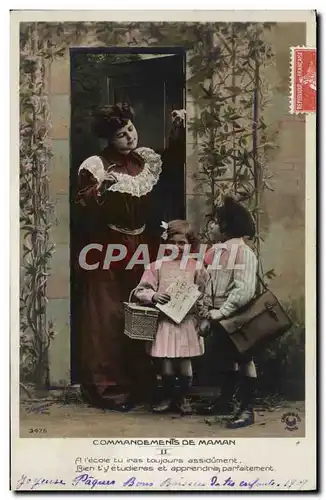 Cartes postales Fantaisie Femme Enfants Commandements de maman