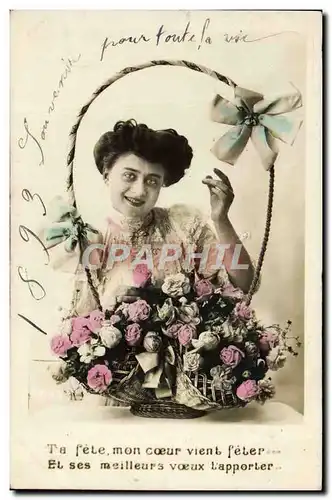 Cartes postales Fantaisie Femme Fleurs