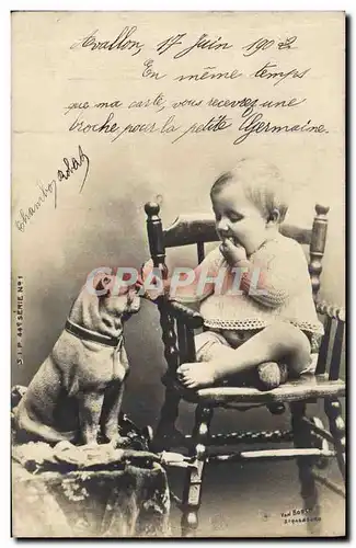 Cartes postales Fantaisie Enfant Bebe Chien