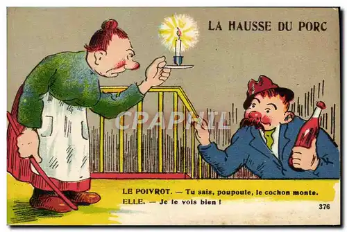 Cartes postales Fantaisie La hausse du porc Cochon Poivrot Alcool
