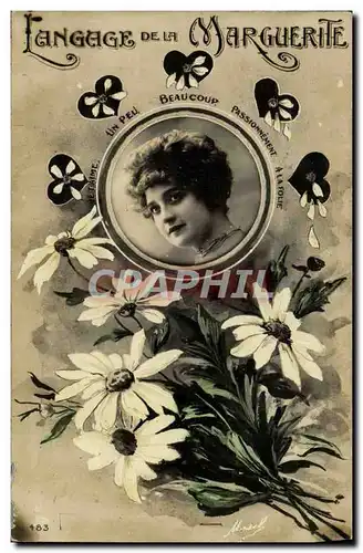 Cartes postales Fantaisie Femme Langage de la marguerite