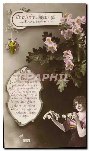 Cartes postales Fantaisie Femme Fleurs Aubepince