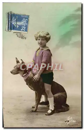 Cartes postales Fantaisie Enfant Chien