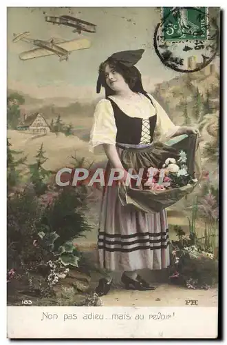 Cartes postales Fantaisie Femme Avion Alsace Folklore