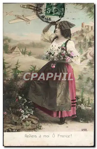 Cartes postales Fantaisie Femme Avion Alsace Folklore