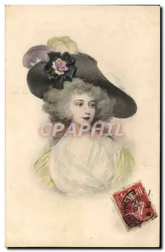 Cartes postales Fantaisie Femme au chapeau