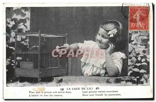 Cartes postales Fantaisie Enfant La cage de Lili Oiseau