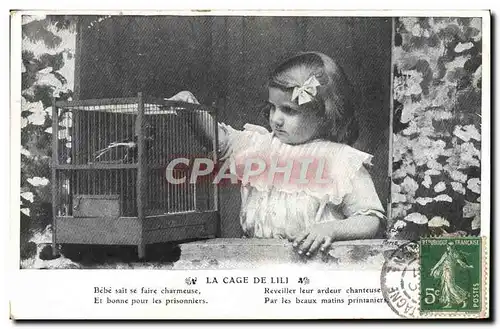 Ansichtskarte AK Fantaisie Enfant La cage de Lili Oiseau