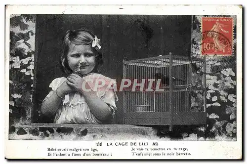 Ansichtskarte AK Fantaisie Enfant La cage de Lili Oiseau