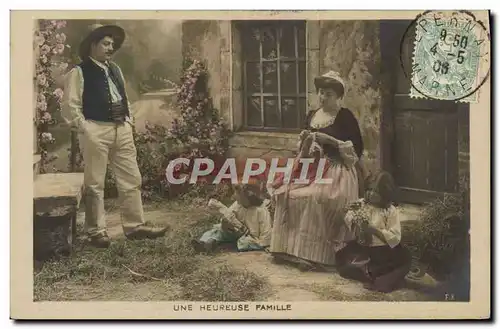 Cartes postales Fantaisie Femme Une heureuse famille Enfants