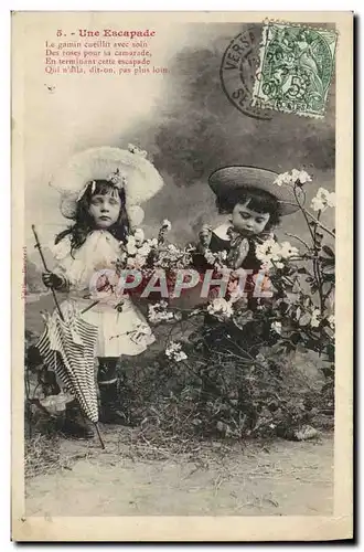 Cartes postales Fantaisie Enfants Une escapade