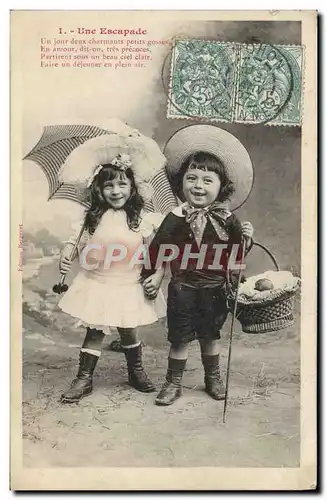 Cartes postales Fantaisie Enfants Une escapade