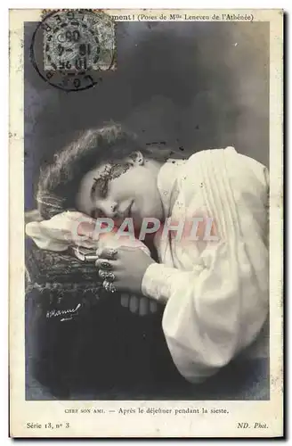 Cartes postales Fantaisie Femme Tabac Cigarette Mlle Leneveu de l&#39Athenee