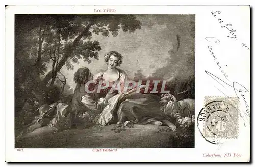 Cartes postales Fantaisie Femme Boucher Sujet pastoral