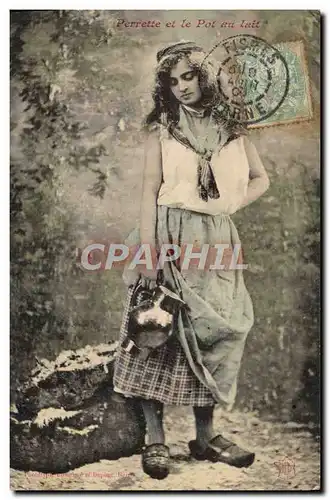 Cartes postales Fantaisie Femme Perrette et le pot au lati