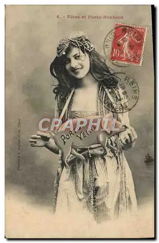 Cartes postales Fantaisie Femme Fetes et porte bonheur Cochon Porc