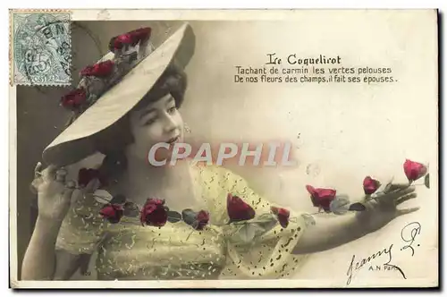 Cartes postales Fantaisie Femme Le coquelicot