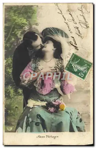 Cartes postales Fantaisie Femme Doux flirtage