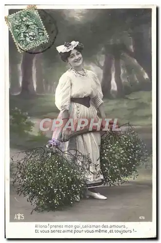 Cartes postales Fantaisie Femme Gui